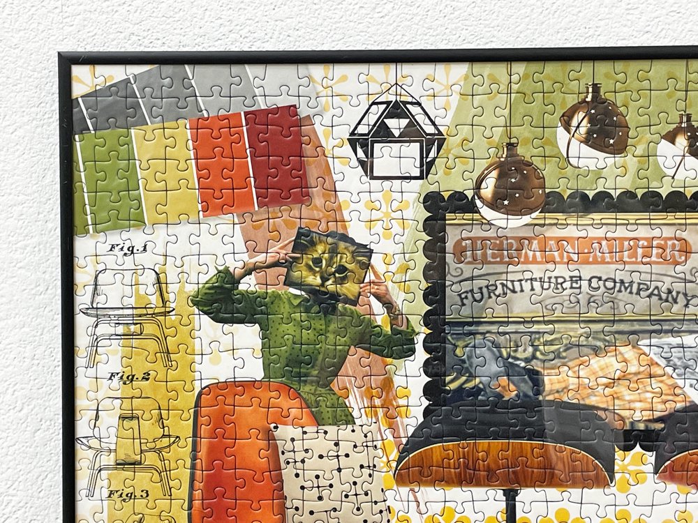 ラベンスバーガー Ravensburger ジグソーパズル 1000ピース イームズ・クラシック・デザインズ ラウンジチェア C&R.イームズ Eames アートパネル 額装品 ●