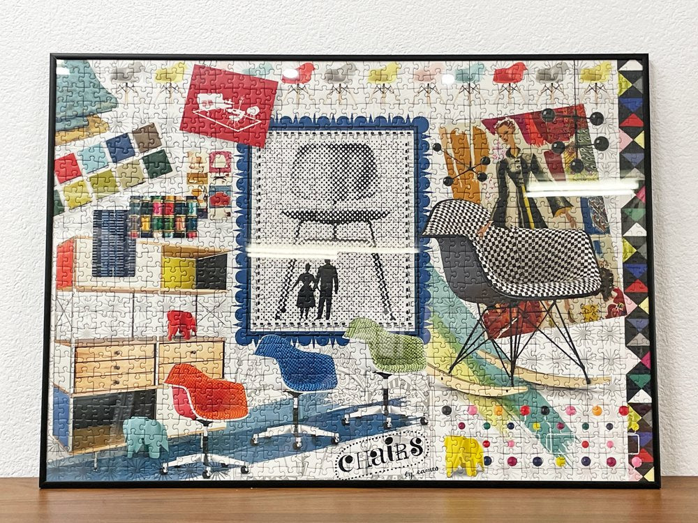 ラベンスバーガー Ravensburger ジグソーパズル 1000ピース イームズ・クラシック・デザインズ シェルチェア C&R.イームズ Eames アートパネル 額装品 ●