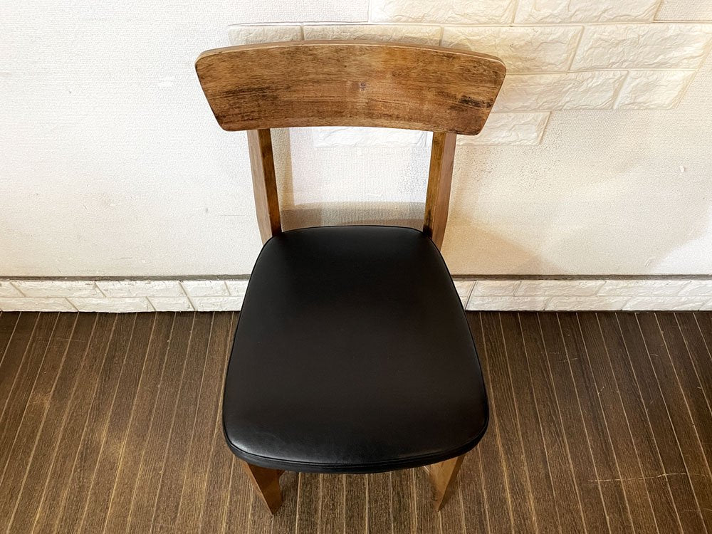 ジャーナルスタンダードファニチャー j.s.F シノン CHINON CHAIR ダイニングチェア ラバーウッド材 PVCレザー ブラック 定価￥27,500- A ◎