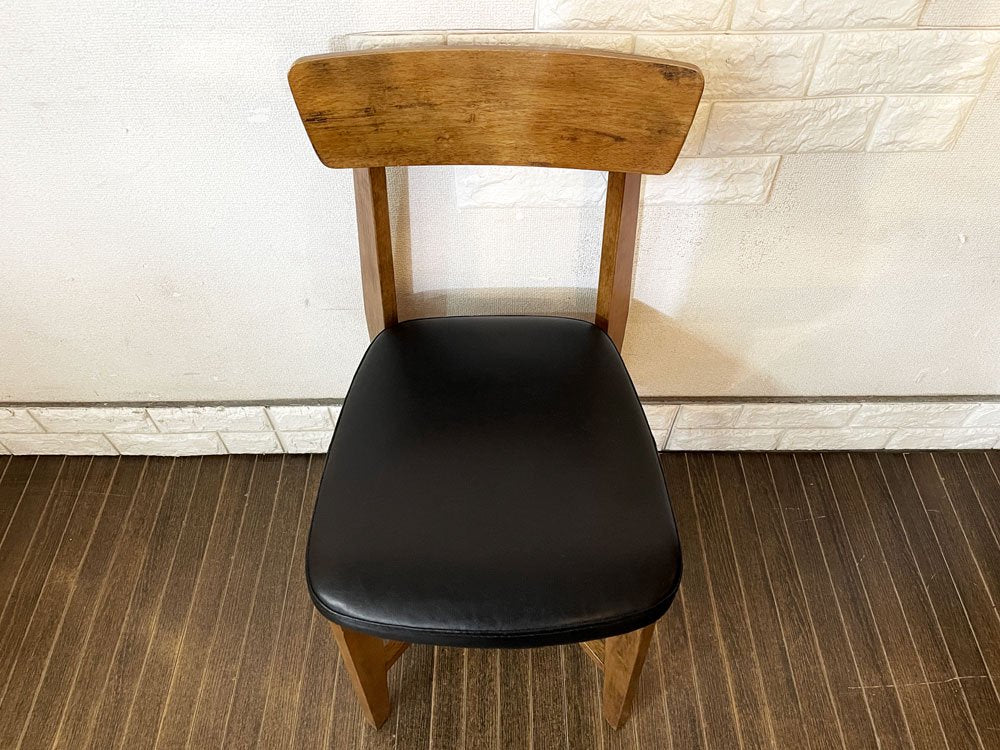 ジャーナルスタンダードファニチャー j.s.F シノン CHINON CHAIR ダイニングチェア ラバーウッド材 PVCレザー ブラック 定価￥27,500- B ◎