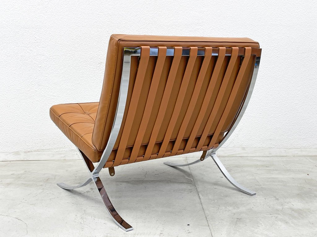 ノル Knoll ノール バルセロナチェア Barcelona Chair ミース・ファン・デル・ローエ 本革 キャメル 1シーターソファ モダンデザイン 〓