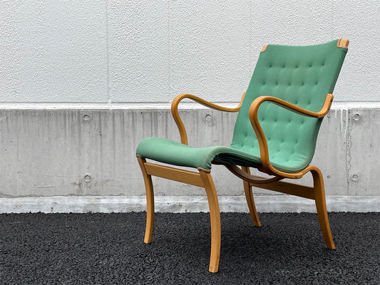 ブルーノ マットソン インターナショナル BRUNO MATHSSON INTERNATIONAL ミナチェア Mina chair ビーチ材 グリーン ファブリック ビンテージ北欧 スウェーデン ◇