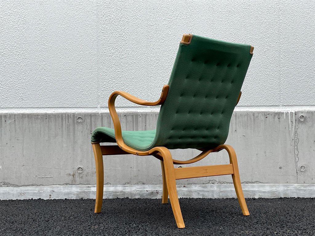 ブルーノ マットソン インターナショナル BRUNO MATHSSON INTERNATIONAL ミナチェア Mina chair ビーチ材 グリーン ファブリック ビンテージ北欧 スウェーデン ◇