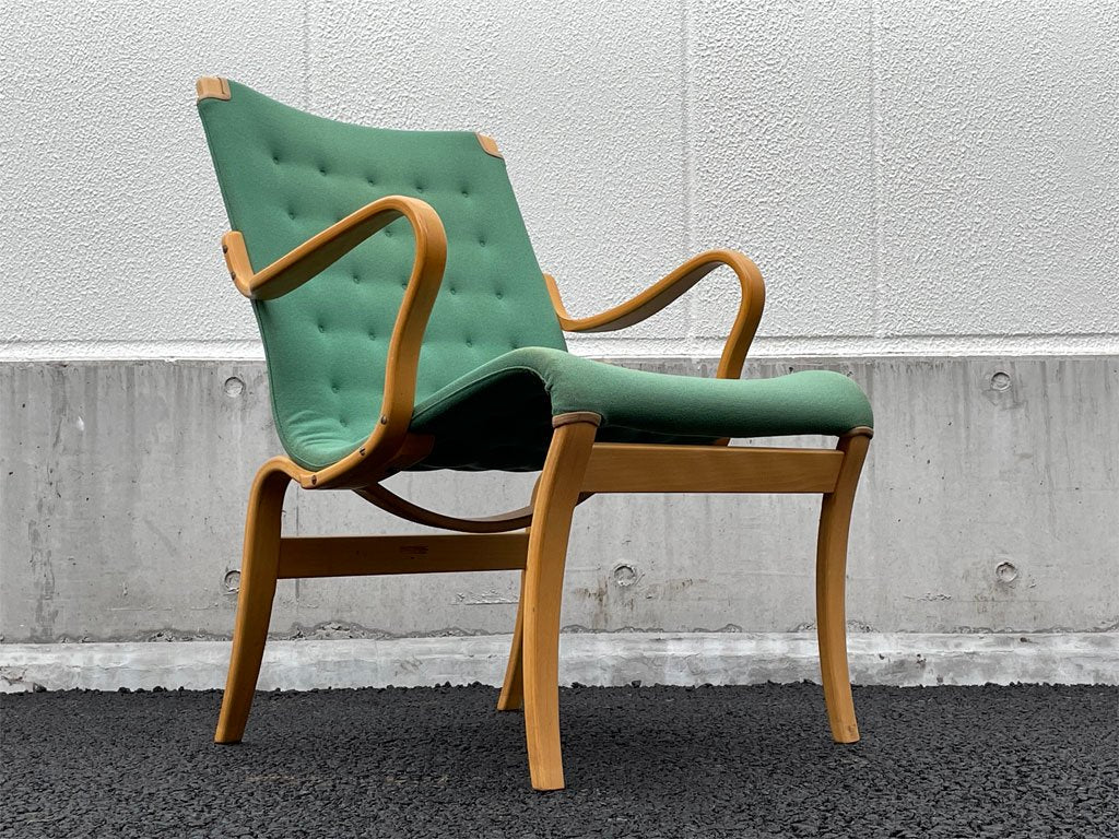 ブルーノ マットソン インターナショナル BRUNO MATHSSON INTERNATIONAL ミナチェア Mina chair ビーチ材 グリーン ファブリック ビンテージ北欧 スウェーデン ◇