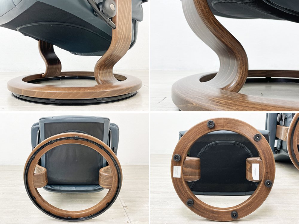 エコーネス EKORNES ストレスレス stressless メイフェア Mayfair クラシック リクライニングチェア オットマン付 牛革 Mサイズ 参考定価￥356,400- 美品 ●