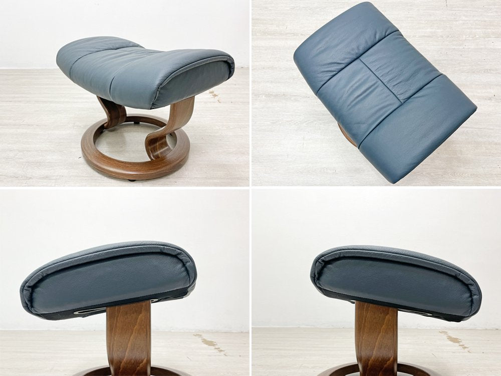 エコーネス EKORNES ストレスレス stressless メイフェア Mayfair クラシック リクライニングチェア オットマン付 牛革 Mサイズ 参考定価￥356,400- 美品 ●