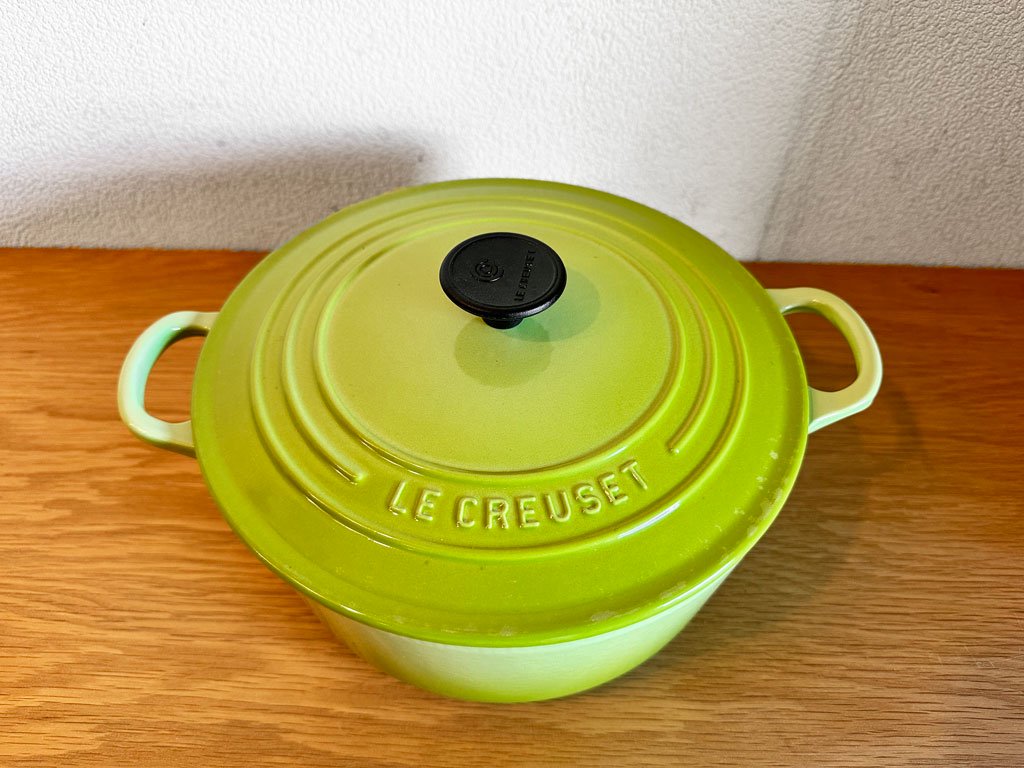 ルクルーゼ LE CREUSET ココットロンド 22cm キウイグリーン 限定カラー 両手鍋 鋳物 ◇