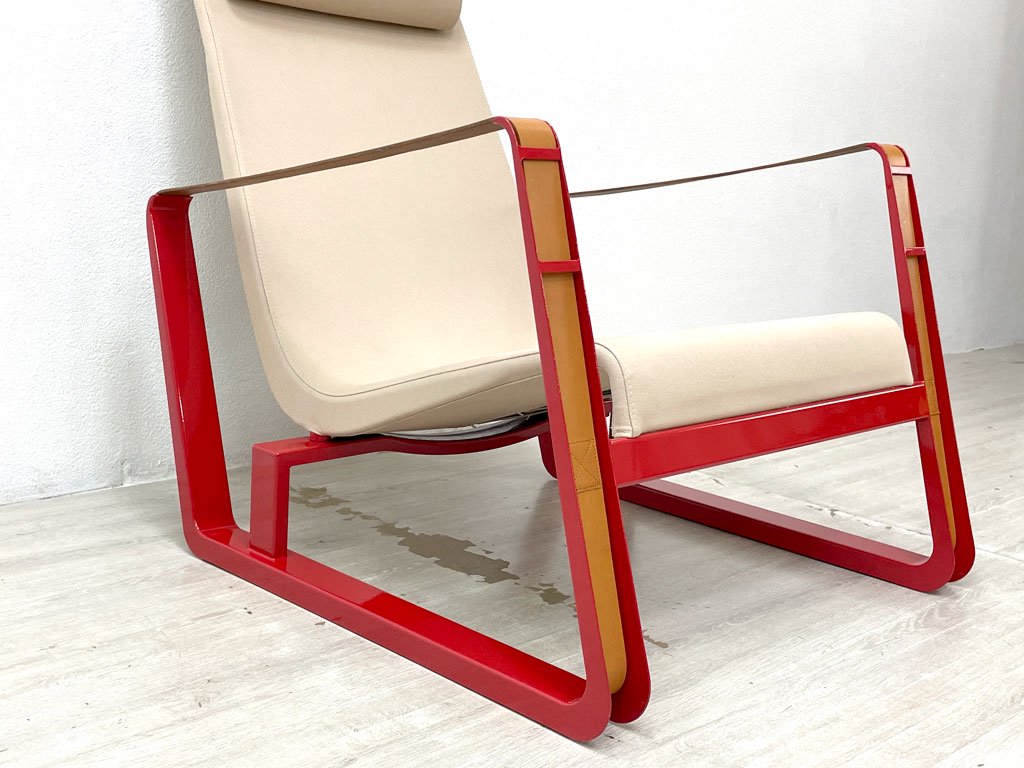 ヴィトラ vitra シテ cite ラウンジチェア ソファ ジャパニーズレッド スチール ファブリック 革ベルト ジャン・プルーヴェ Jean Prouve 定価￥460,900- ●