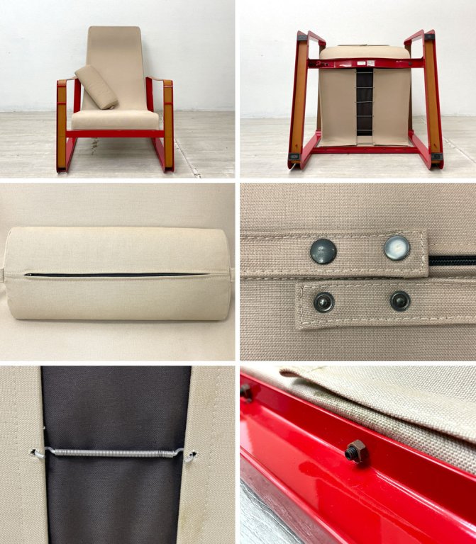 ヴィトラ vitra シテ cite ラウンジチェア ソファ ジャパニーズレッド スチール ファブリック 革ベルト ジャン・プルーヴェ Jean Prouve 定価￥460,900- ●