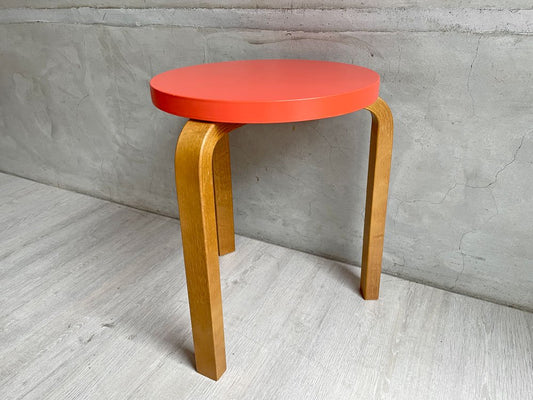 アルテック Artek スツール60 Stool60 ヘラ・ヨンゲリウス コレクション2014 アルヴァ・アアルト 3本脚 オレンジ x ハニーステイン ♪