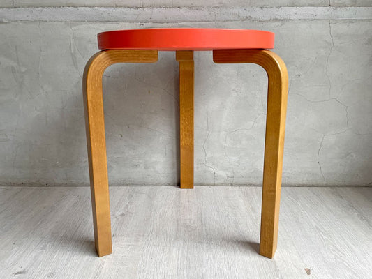 アルテック Artek スツール60 Stool60 ヘラ・ヨンゲリウス コレクション2014 アルヴァ・アアルト 3本脚 オレンジ x ハニーステイン ♪