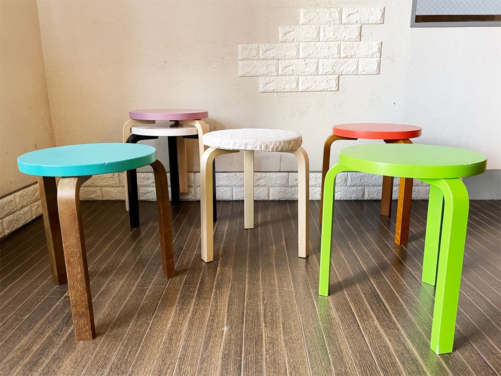 アルテック Artek スツール60 Stool60 3本脚 オレンジ × ハニー ヘラ・ヨンゲリウスコレクション 2014 アルヴァ・アアルト ◎