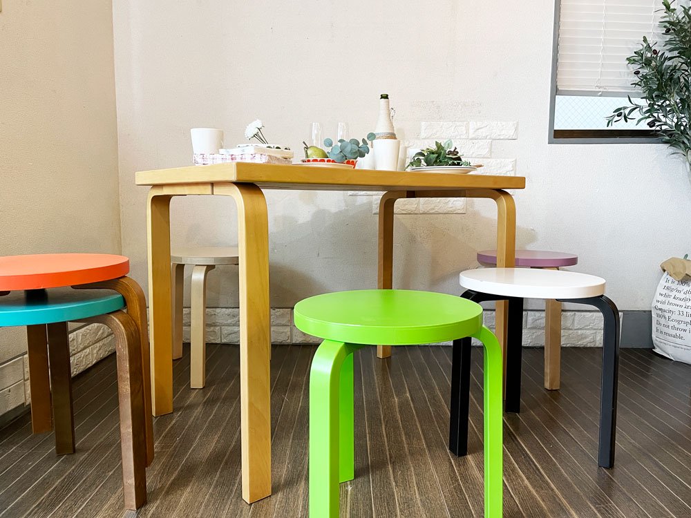 アルテック Artek スツール60 Stool60 3本脚 オレンジ × ハニー ヘラ・ヨンゲリウスコレクション 2014 アルヴァ・アアルト ◎