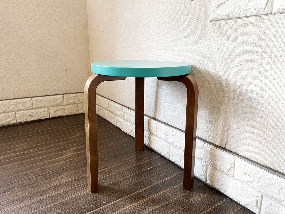 アルテック Artek スツール60 Stool60 3本脚 ターコイズ × ウォールナット ヘラ・ヨンゲリウス コレクション2014 アルヴァ・アアルト ◎