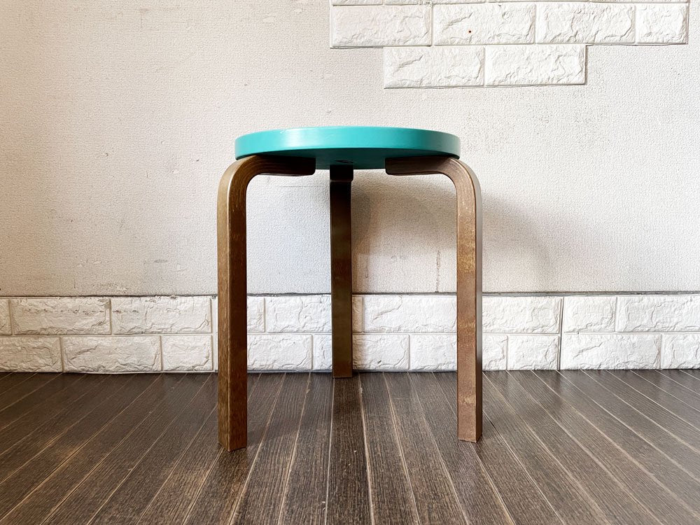 アルテック Artek スツール60 Stool60 3本脚 ターコイズ × ウォールナット ヘラ・ヨンゲリウス コレクション2014 アルヴァ・アアルト ◎