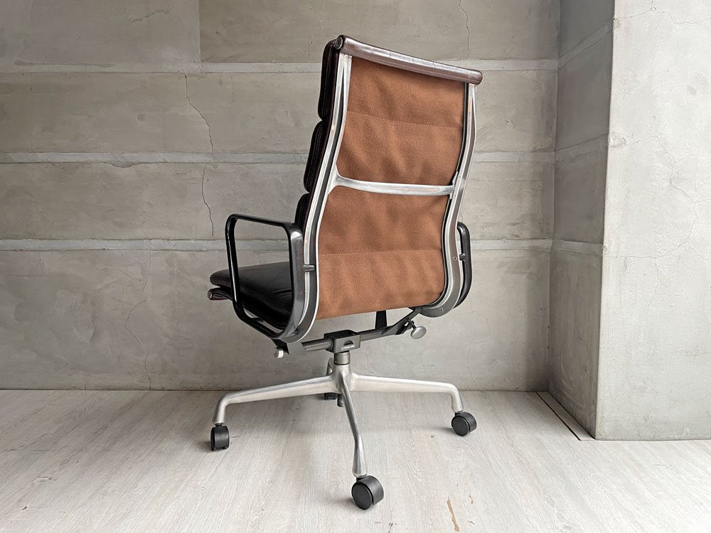 ハーマンミラー Herman Miller ソフトパッドグループチェア エグゼクティブチェア ハイバック 本革 ブラウン 4本脚 C&Rイームズ ビンテージ ミッドセンチュリー ♪