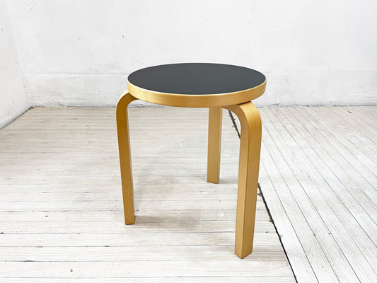 アルテック artek スツール60 ブラックリノリウム 3本脚 バーチ材 アルヴァ・アアルト Alvar Aalto 北欧家具 ★