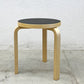 アルテック artek スツール60 Stool60 バーチ材 × ブラックリノリウム 3本脚 アルヴァ・アアルト Alvar Aalto フィンランド 〓