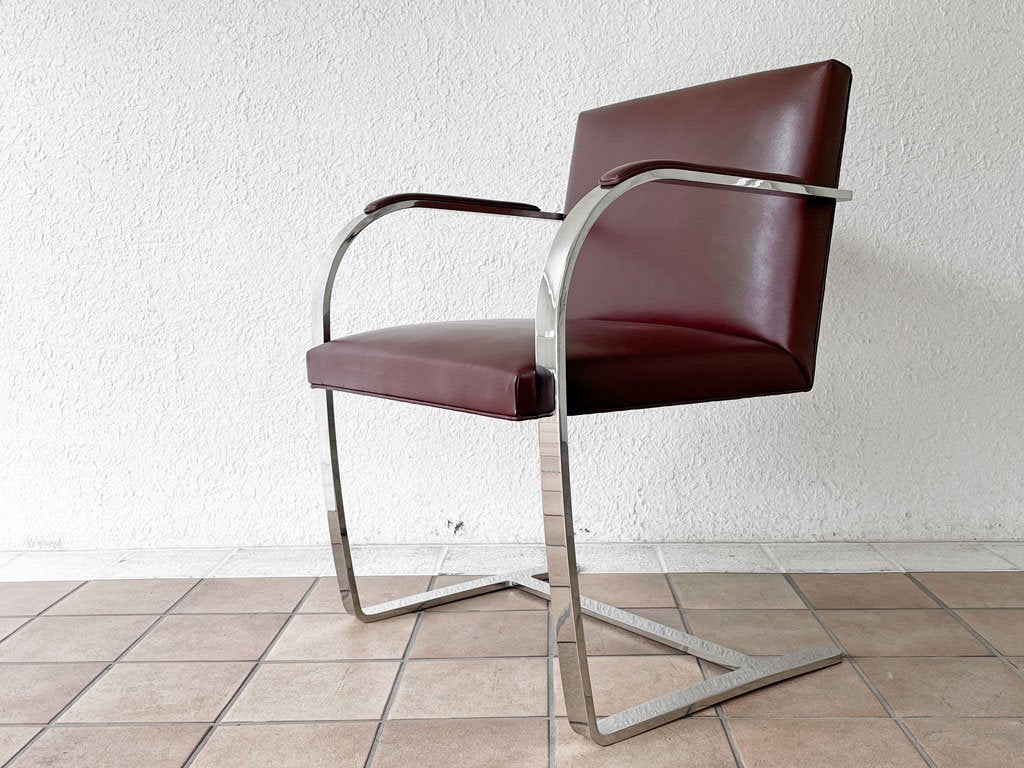 ノル Knoll ブルーノ brno アーム チェア フラットバー アームパッド コーヒービーン ミースファンデルローエ 定価466,440円 B ◇