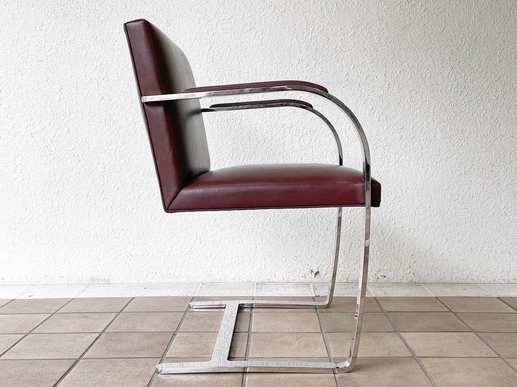 ノル Knoll ブルーノ brno アーム チェア フラットバー アームパッド コーヒービーン ミースファンデルローエ 定価466,440円 B ◇