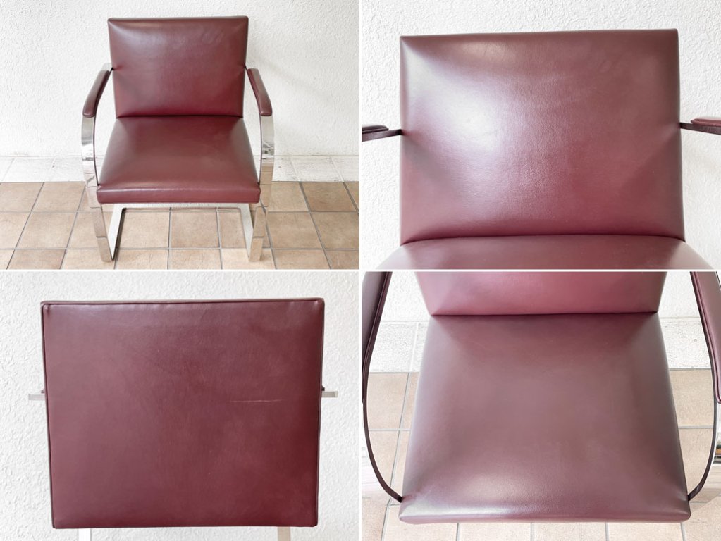 ノル Knoll ブルーノ brno アーム チェア フラットバー アームパッド コーヒービーン ミースファンデルローエ 定価466,440円 B ◇