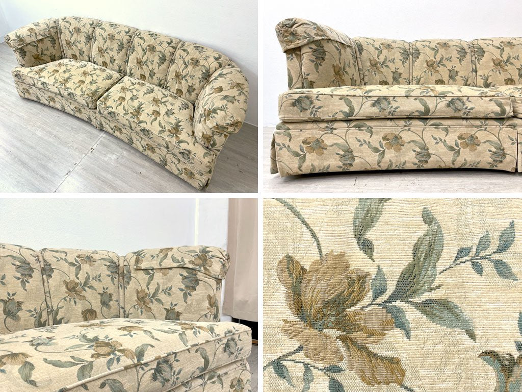 ドレクセルヘリテイジ DREXEL HERITAGE アップホルスタリー Upholstery ソファ 3人掛け ボタニカル柄 ファブリック W223cm クラシカル 米国家具 ●