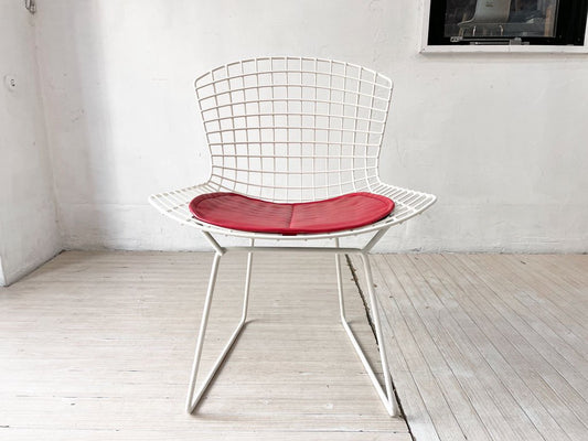 ノル Knoll 420 サイドチェア ワイヤーチェア ハリー・ベルトイア Harry Bertoia ホワイト シートパッド付 ミッドセンチュリー ★