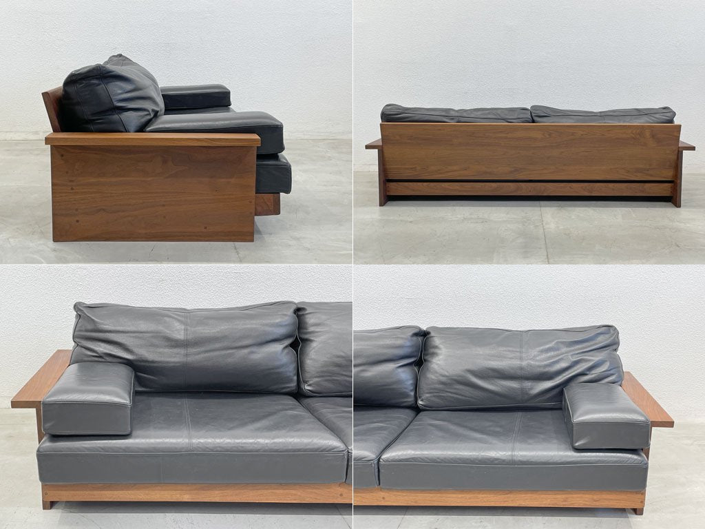 マスターウォール MasterWal アカセ木工 ビーク ソファ 3シーターソファ BEAK SOFA ブラック 牛革 カウレザー ウォールナット 定価45万 廃盤 〓