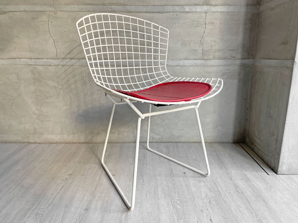 ノル Knoll 420 サイドチェア ワイヤーチェア ハリー・ベルトイア Harry Bertoia ホワイト シートパッド付 ミッドセンチュリー ♪