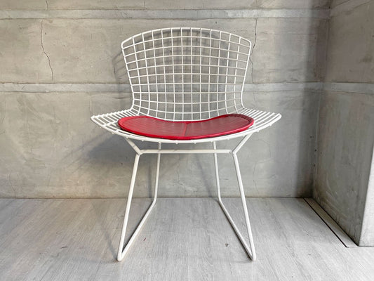 ノル Knoll 420 サイドチェア ワイヤーチェア ハリー・ベルトイア Harry Bertoia ホワイト シートパッド付 ミッドセンチュリー ♪