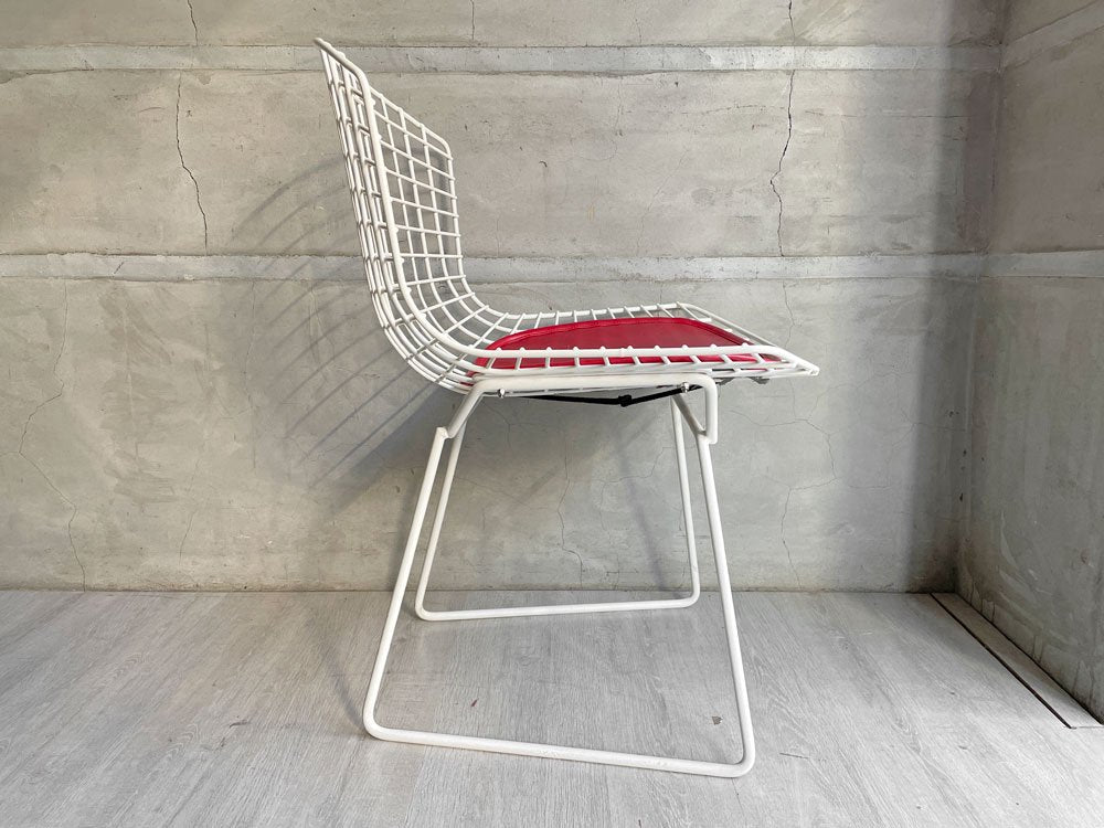 ノル Knoll 420 サイドチェア ワイヤーチェア ハリー・ベルトイア Harry Bertoia ホワイト シートパッド付 ミッドセンチュリー ♪