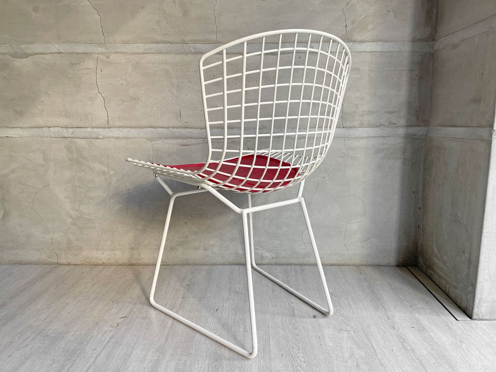 ノル Knoll 420 サイドチェア ワイヤーチェア ハリー・ベルトイア Harry Bertoia ホワイト シートパッド付 ミッドセンチュリー ♪