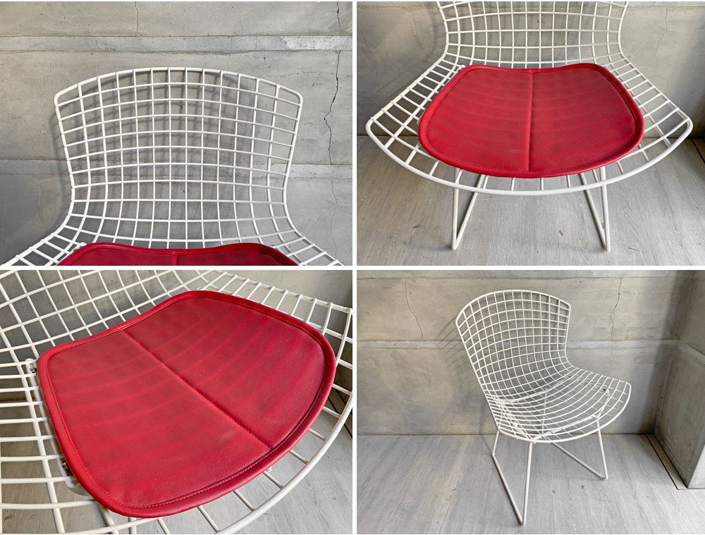 ノル Knoll 420 サイドチェア ワイヤーチェア ハリー・ベルトイア Harry Bertoia ホワイト シートパッド付 ミッドセンチュリー ♪