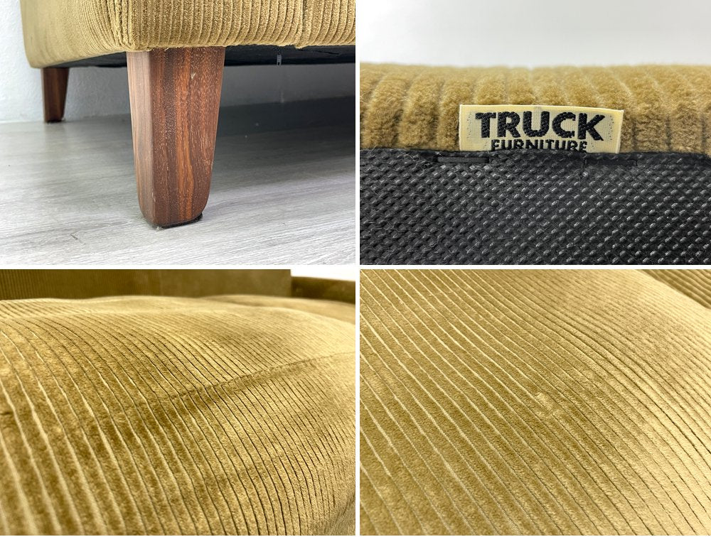 トラックファニチャー TRUCK FURNITURE FKソファ SOFA 3シーター コーデュロイ ウォールナット無垢材 フェザークッション 張地F-21 グリーン ●