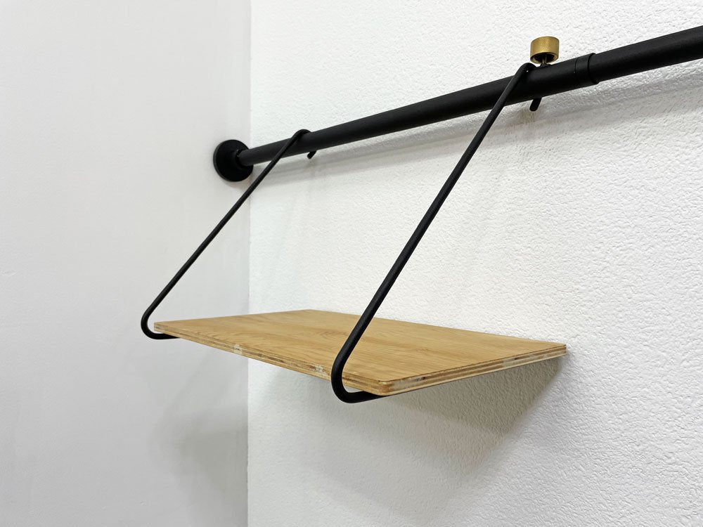 ドローアライン DRAW A LINE テンションロッド Tension Rod A ＆ シェルフ Shelf A 75～115cm ブラック 2点セット 突っ張り棒 ウォールシェルフ ●