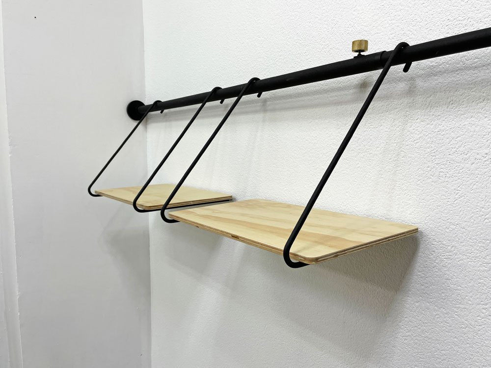 ドローアライン DRAW A LINE テンションロッド Tension Rod B ＆ シェルフ Shelf A 2枚 115～190cm ブラック 3点セット 突っ張り棒 ウォールシェルフ ●