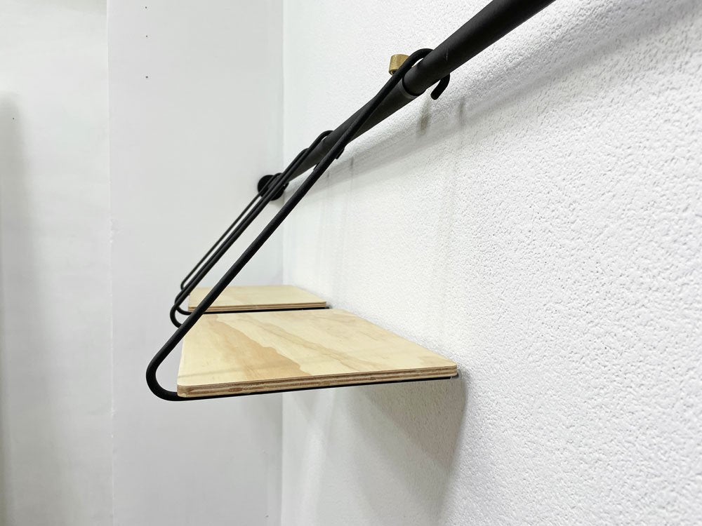 ドローアライン DRAW A LINE テンションロッド Tension Rod B ＆ シェルフ Shelf A 2枚 115～190cm ブラック 3点セット 突っ張り棒 ウォールシェルフ ●