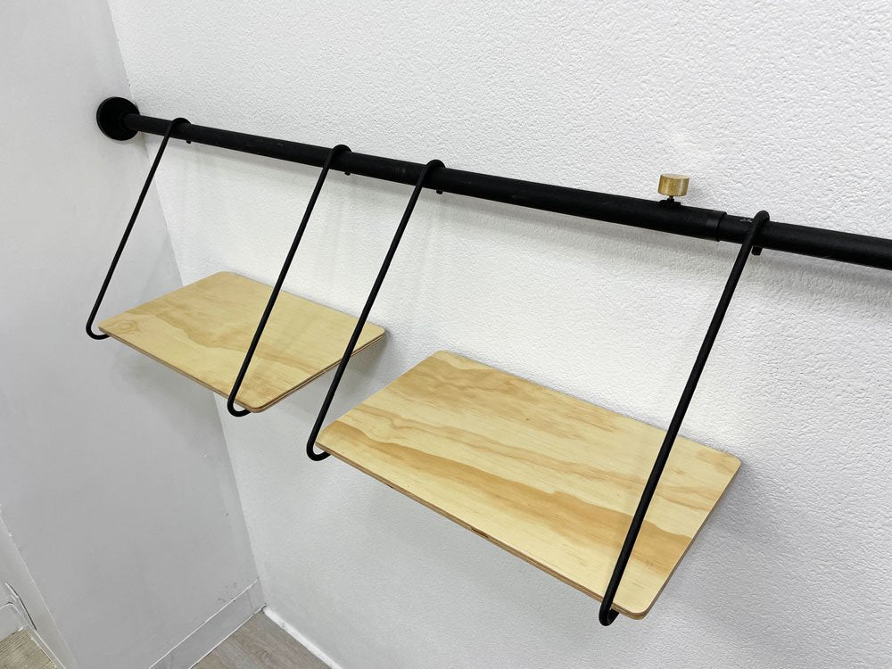 ドローアライン DRAW A LINE テンションロッド Tension Rod B ＆ シェルフ Shelf A 2枚 115～190cm ブラック 3点セット 突っ張り棒 ウォールシェルフ ●