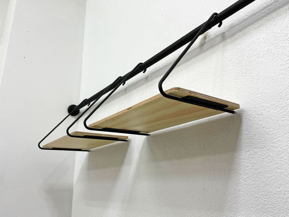 ドローアライン DRAW A LINE テンションロッド Tension Rod B ＆ シェルフ Shelf A 2枚 115～190cm ブラック 3点セット 突っ張り棒 ウォールシェルフ ●