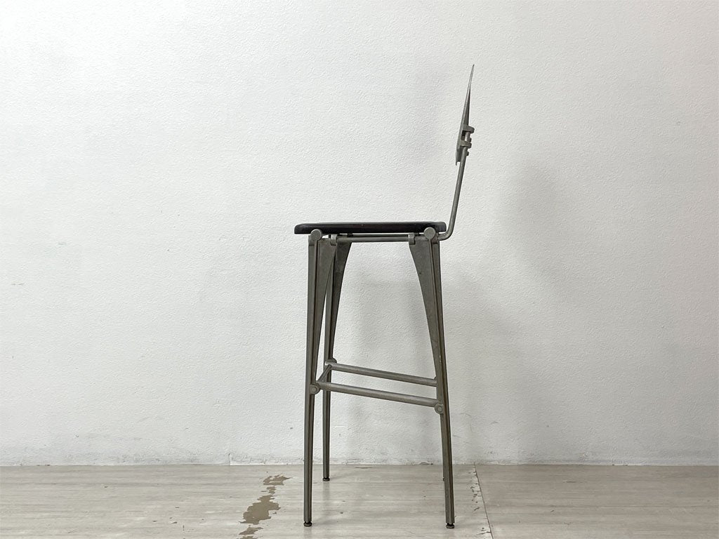 ロバートヨーステン Robert Josten アルミニウム バースツール Aluminum Bar Stool カウンターチェア アルミダイキャスト ビンテージ インダストリアル 希少 ●