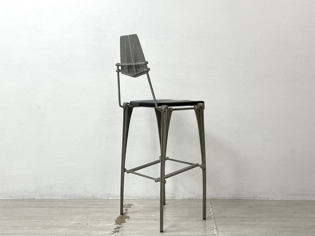 ロバートヨーステン Robert Josten アルミニウム バースツール Aluminum Bar Stool カウンターチェア アルミダイキャスト ビンテージ インダストリアル 希少 ●