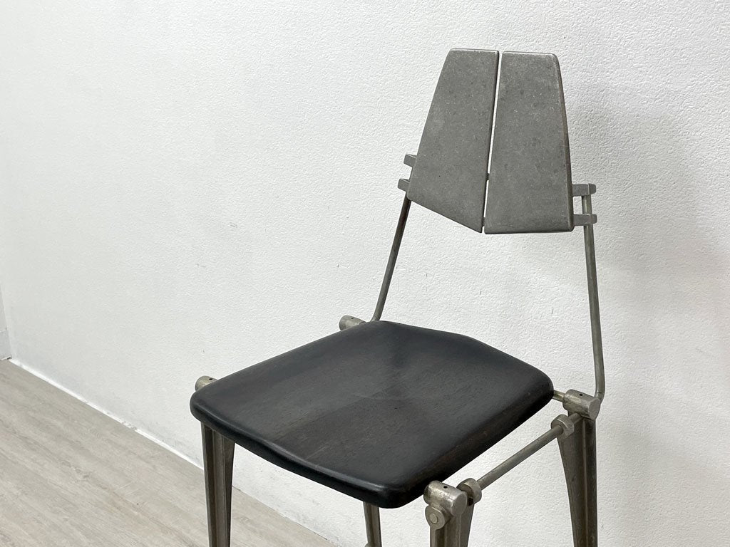 ロバートヨーステン Robert Josten アルミニウム バースツール Aluminum Bar Stool カウンターチェア アルミダイキャスト ビンテージ インダストリアル 希少 ●