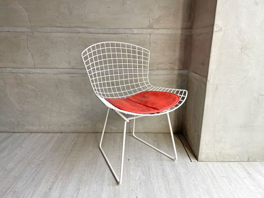 ノル Knoll 420 サイドチェア ワイヤーチェア ハリー・ベルトイア Harry Bertoia ホワイト シートパッド付 ミッドセンチュリー ♪