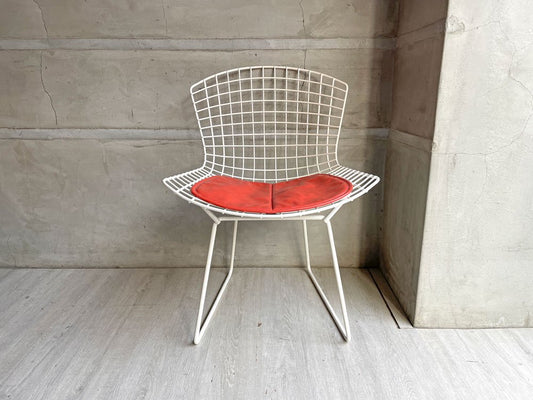 ノル Knoll 420 サイドチェア ワイヤーチェア ハリー・ベルトイア Harry Bertoia ホワイト シートパッド付 ミッドセンチュリー ♪