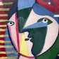 パブロ・ピカソ Pablo Ruiz Picasso 縞模様の女の顔 手刷りリトグラフ 石版画 65×84cm 額装品 500部限定 409/500 シュールレアリスム キュビズム ●