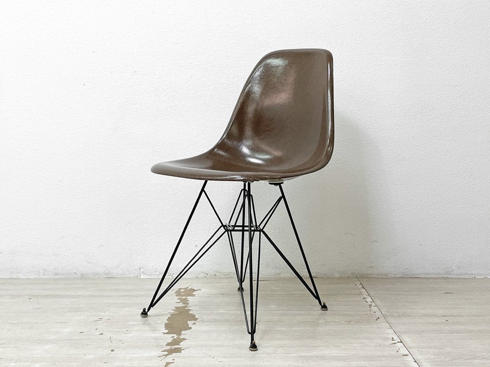 ハーマンミラー Herman Miller サイドシェルチェア セカンド 2nd FRP シールブラウン Seal Brown エッフェルベース C&Rイームズ ビンテージ ●