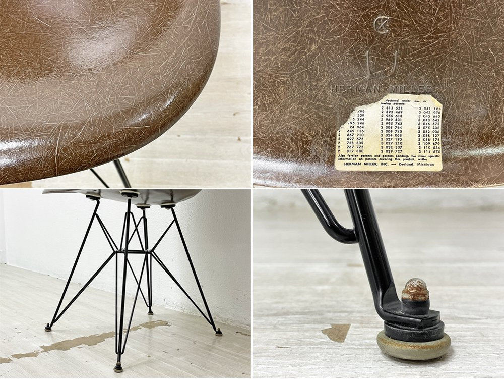 ハーマンミラー Herman Miller サイドシェルチェア セカンド 2nd FRP シールブラウン Seal Brown エッフェルベース C&Rイームズ ビンテージ ●