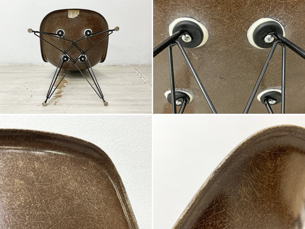 ハーマンミラー Herman Miller サイドシェルチェア セカンド 2nd FRP シールブラウン Seal Brown エッフェルベース C&Rイームズ ビンテージ ●