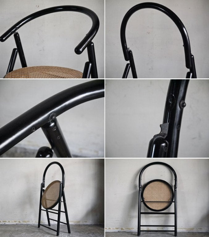 ビンテージ Unknown Vintage フォールディングチェア Foulding Chair ブラック ラタンシート ■