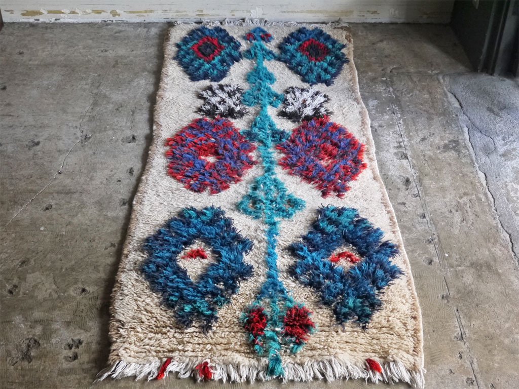 モロッカンラグ MOROCCAN RUG ウリカ OURIKA 手織り絨毯 181×80 ウール100％ ビンテージ モロッコ ■